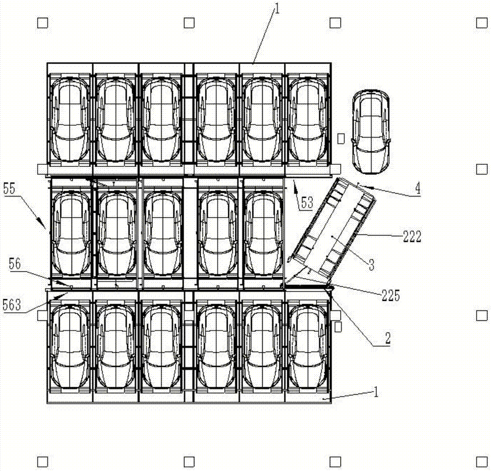 The double-deck parking garage that can also be used as a parking space above the passage and its application