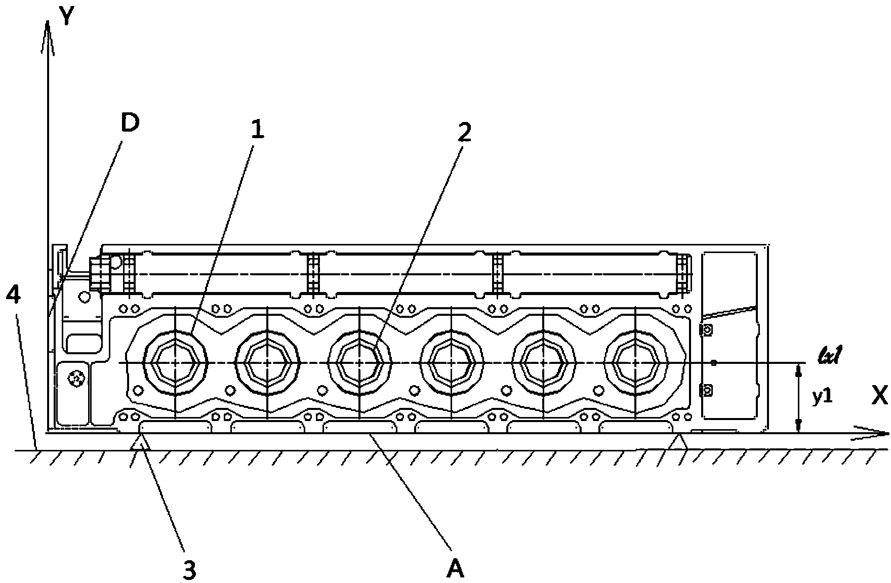 Method for scribing integral cylinder block blanks of large diesel engines