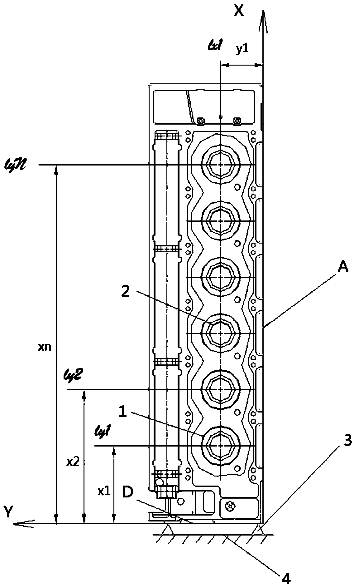 Method for scribing integral cylinder block blanks of large diesel engines