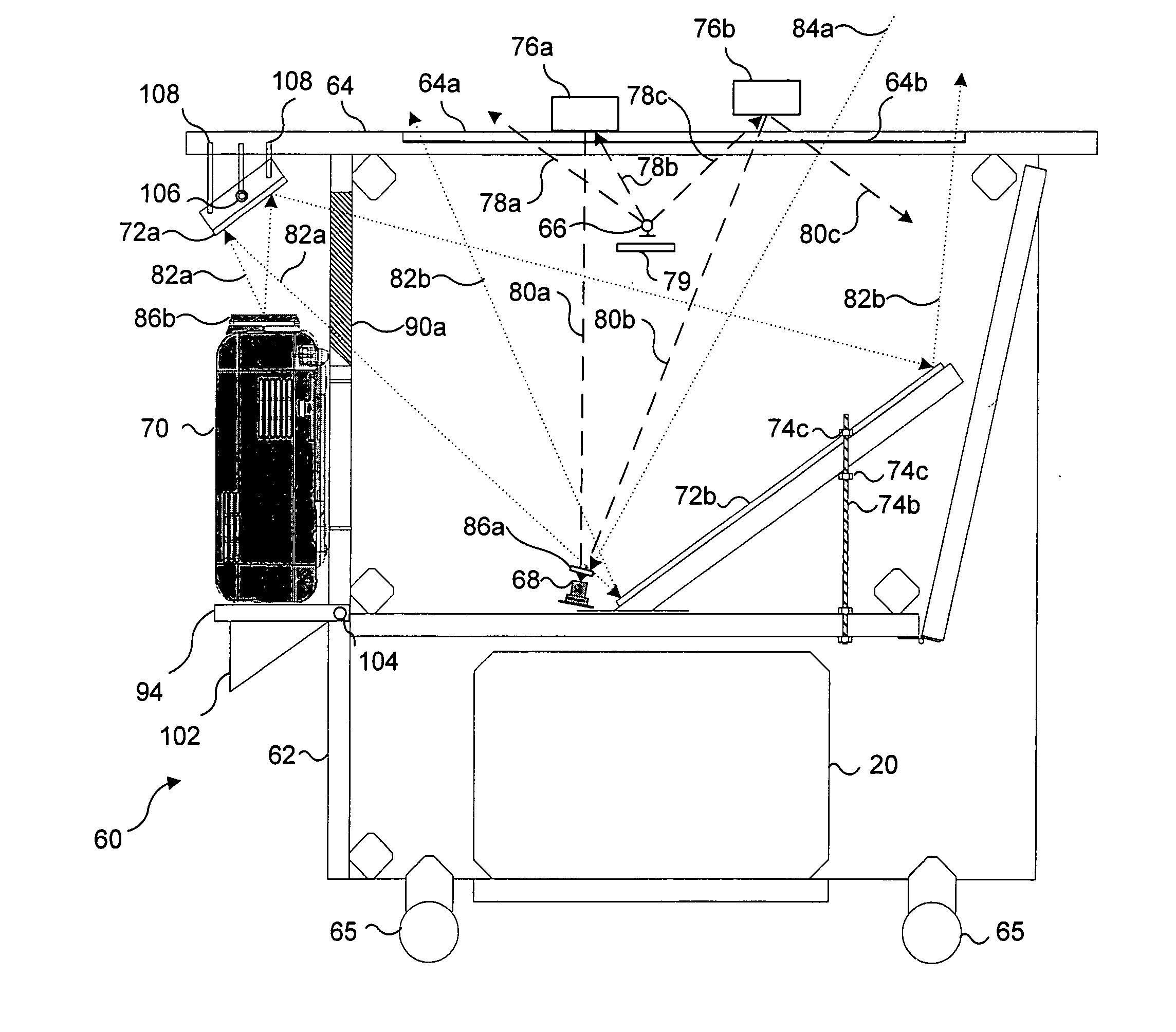 Selectable projector and imaging modes of display table
