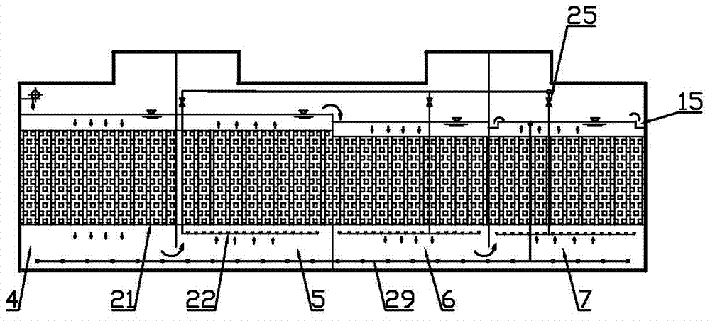 Underground integrated domestic sewage treatment device and method thereof