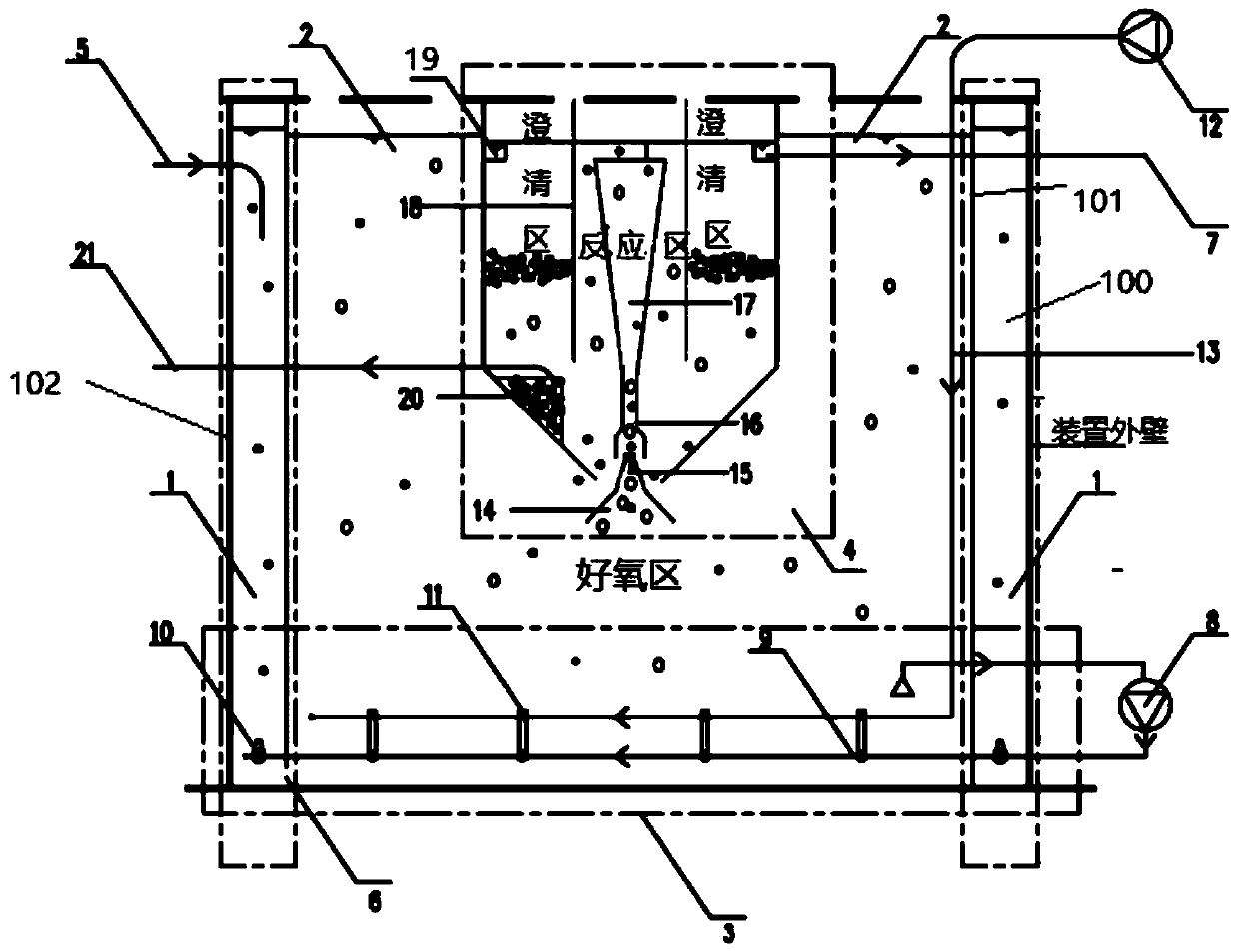 A coupled integrated treatment device for organic wastewater