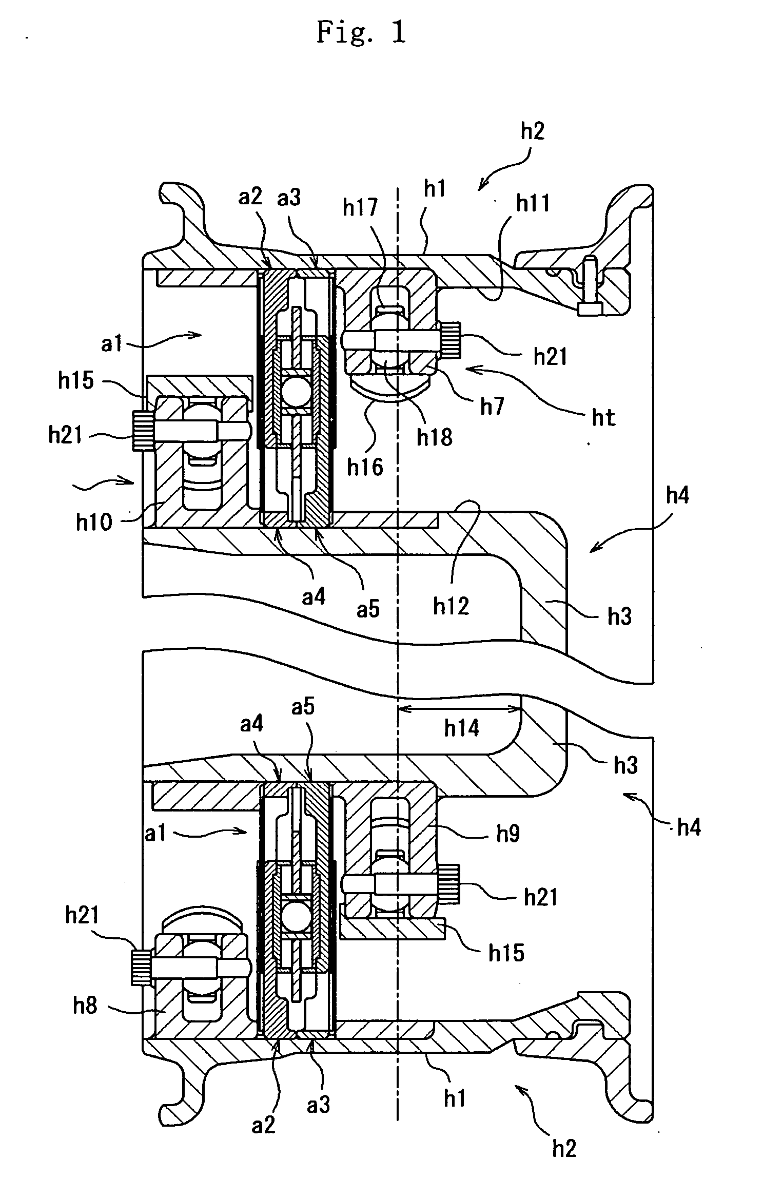 Eccentric thrust bearing assembly and a wheel with built-in suspension using the same