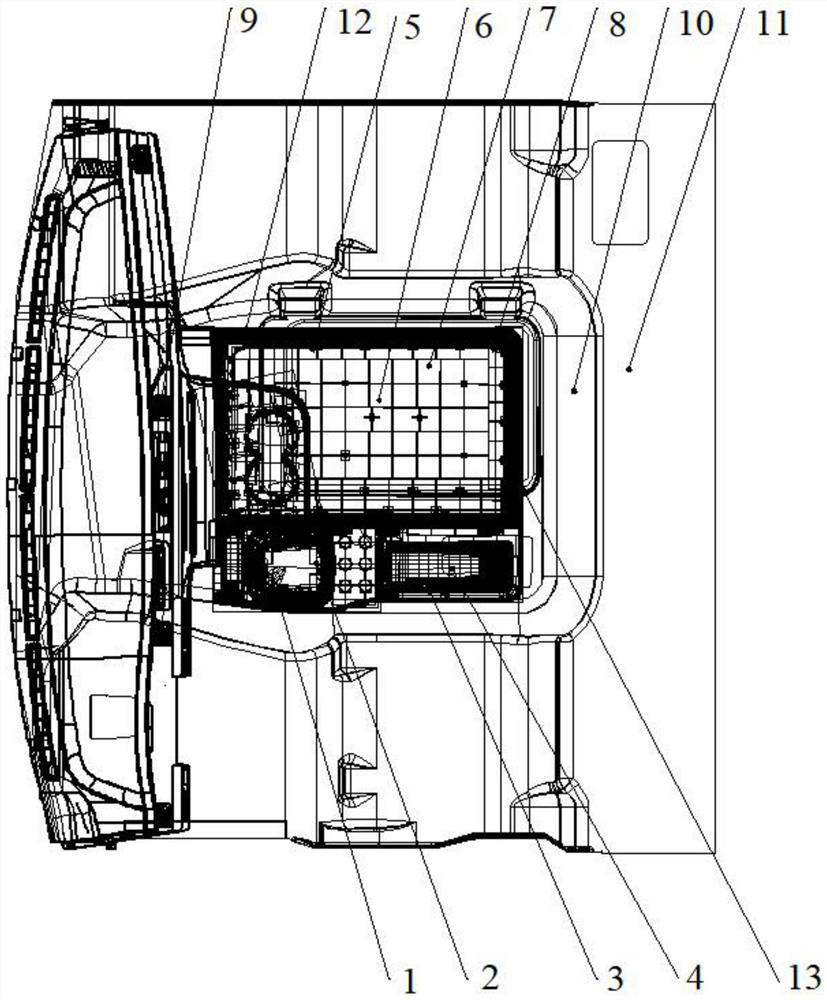 Passenger car front area floor mounting structure and assembling method