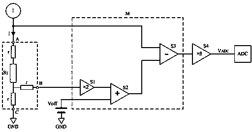 Three-wire-system thermal resistor measuring circuit