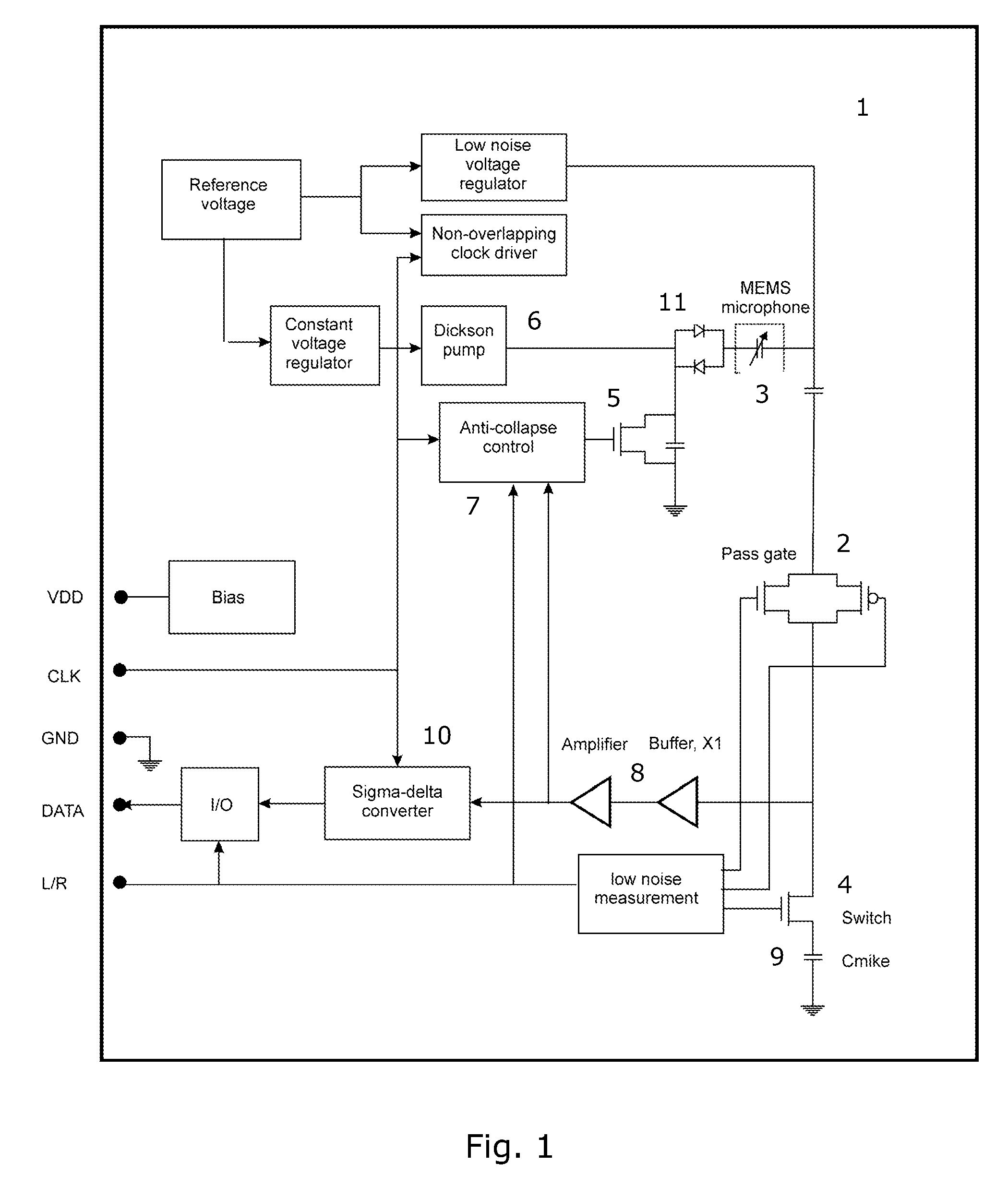 Microphone assembly with integrated self-test circuitry