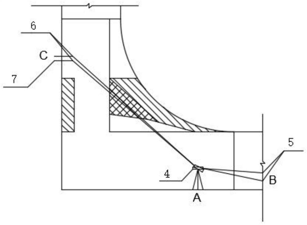 A curved arc excavation method in the downward curved section of a vertical shaft