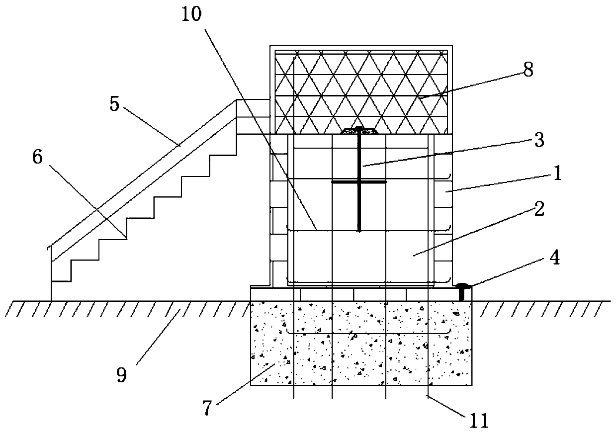 Multifunctional measurement base station structure for subway construction