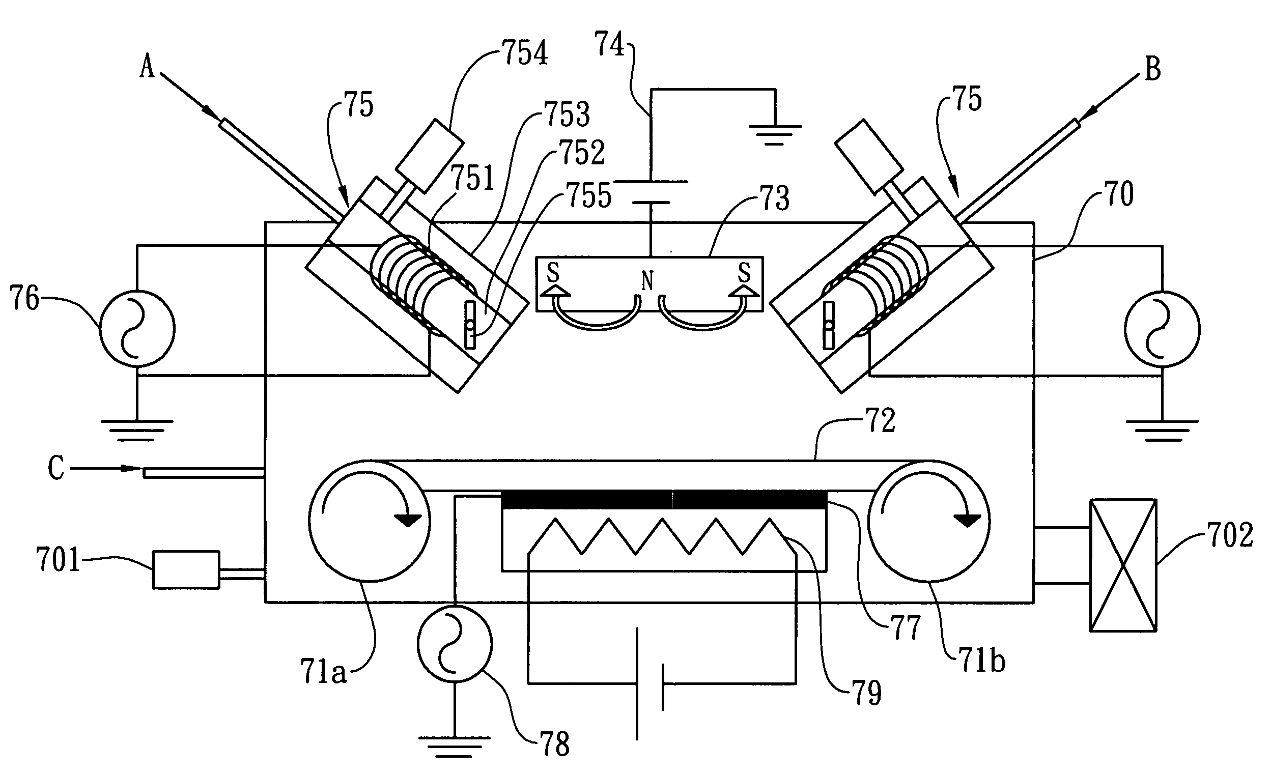 Sputtering system providing large area sputtering and plasma-assisted reactive gas dissociation