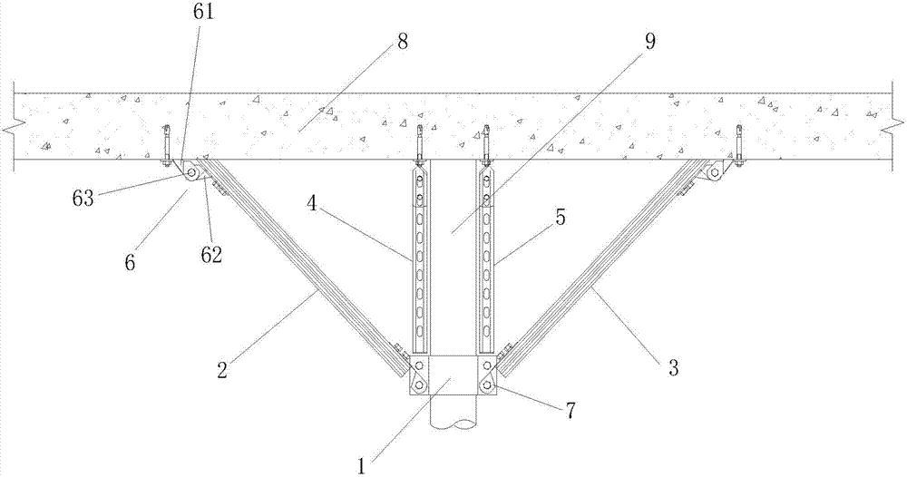 Four-direction supporting anti-swing support for fixing vertical pipe