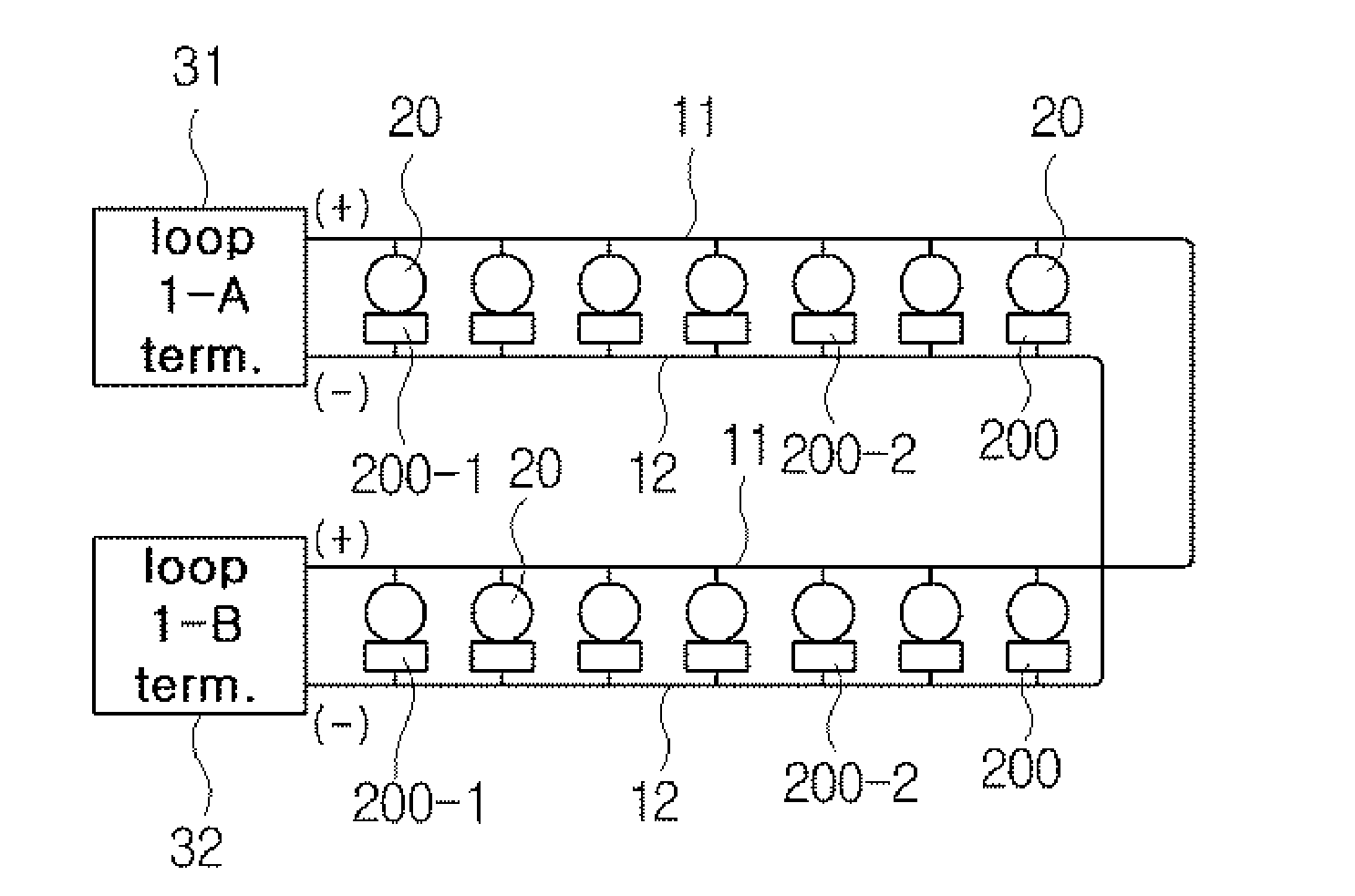 Environment detection system having communication recovery function including isolator coupled to two-way communication loop