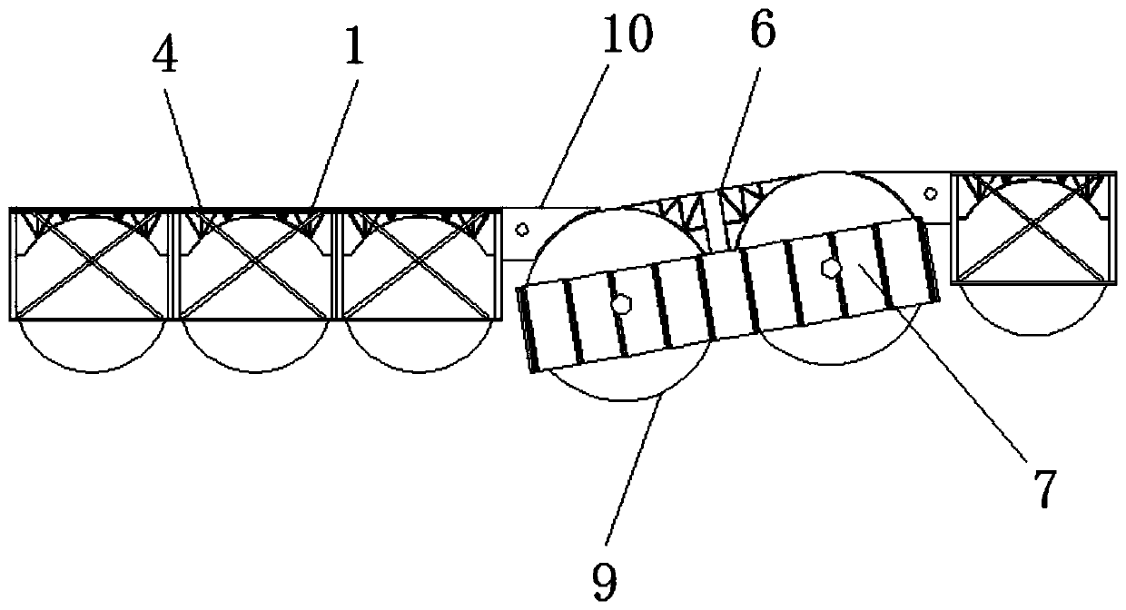 Connecting structure used between overwater floating plates