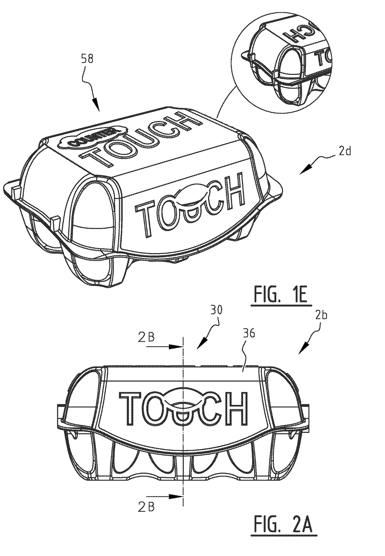 Packaging unit with counter-embossed label, and method for packing products