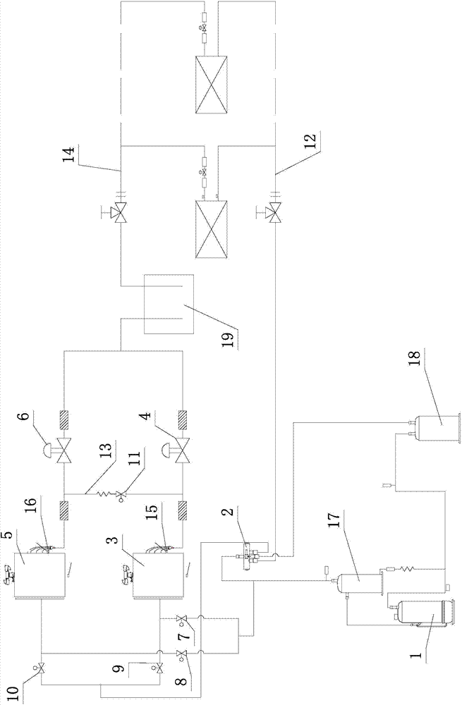 Multi-connected air-conditioner unit outdoor unit module and method for heating and defrosting at the same time through same