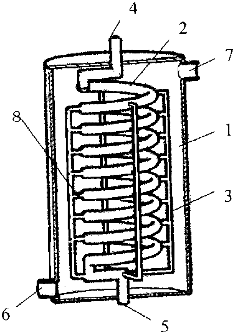 Condenser with liquid separation type spiral tube structure