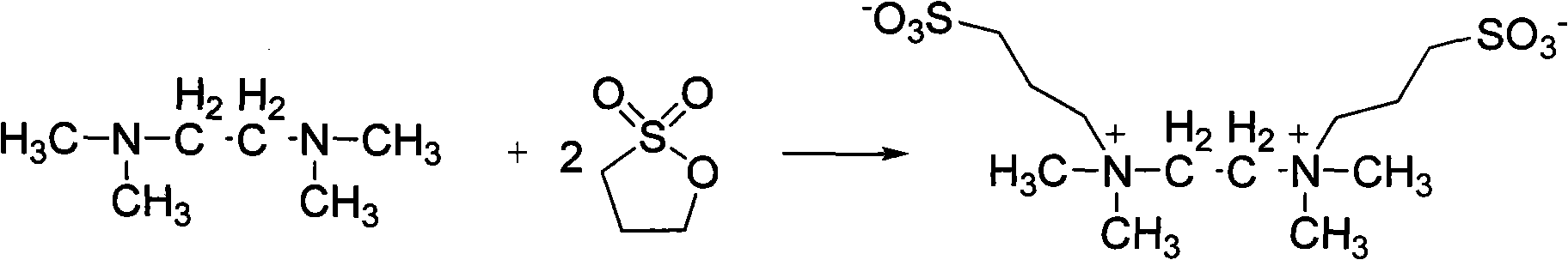 N,N,N,N-tetramethylethylenediamine sulphonate ionic liquid and preparation method thereof