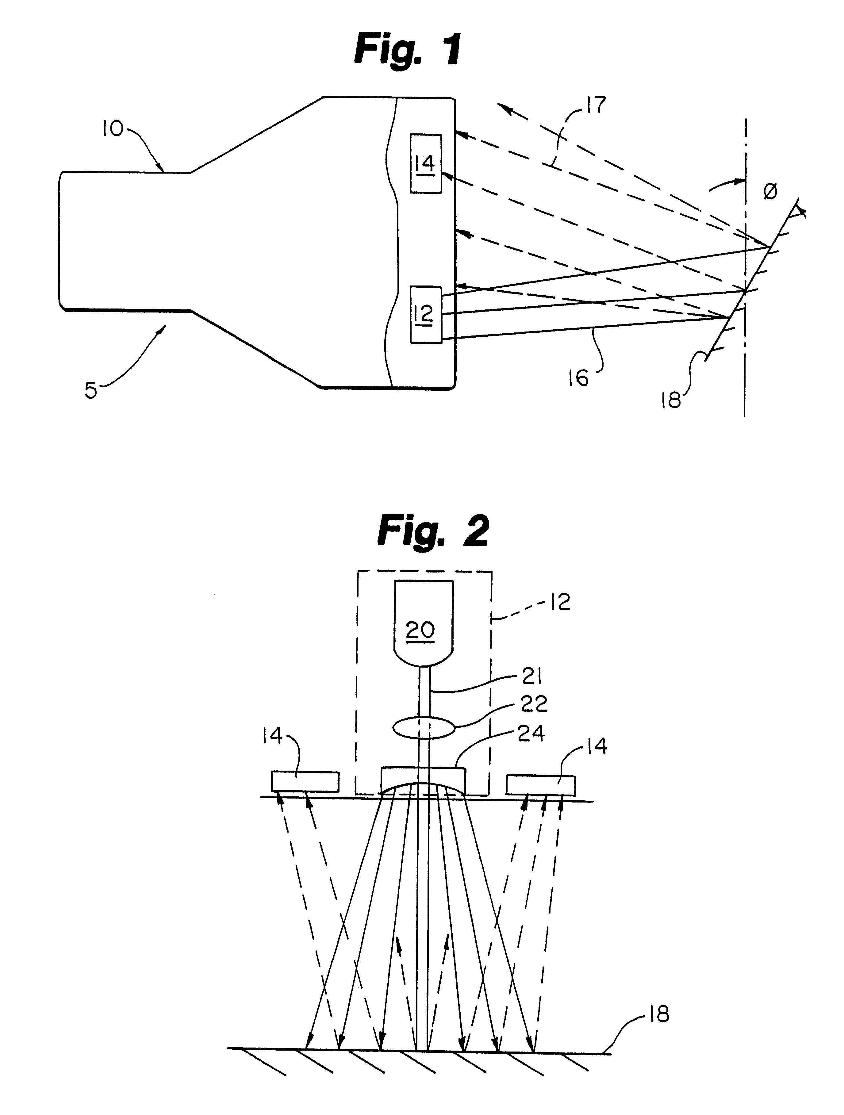 Sensor and detection system having wide diverging beam optics