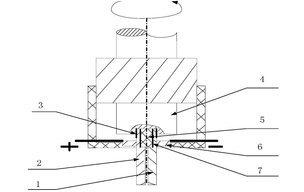 Bipolar electrode device for electric spark hole machining for insulating ceramic material