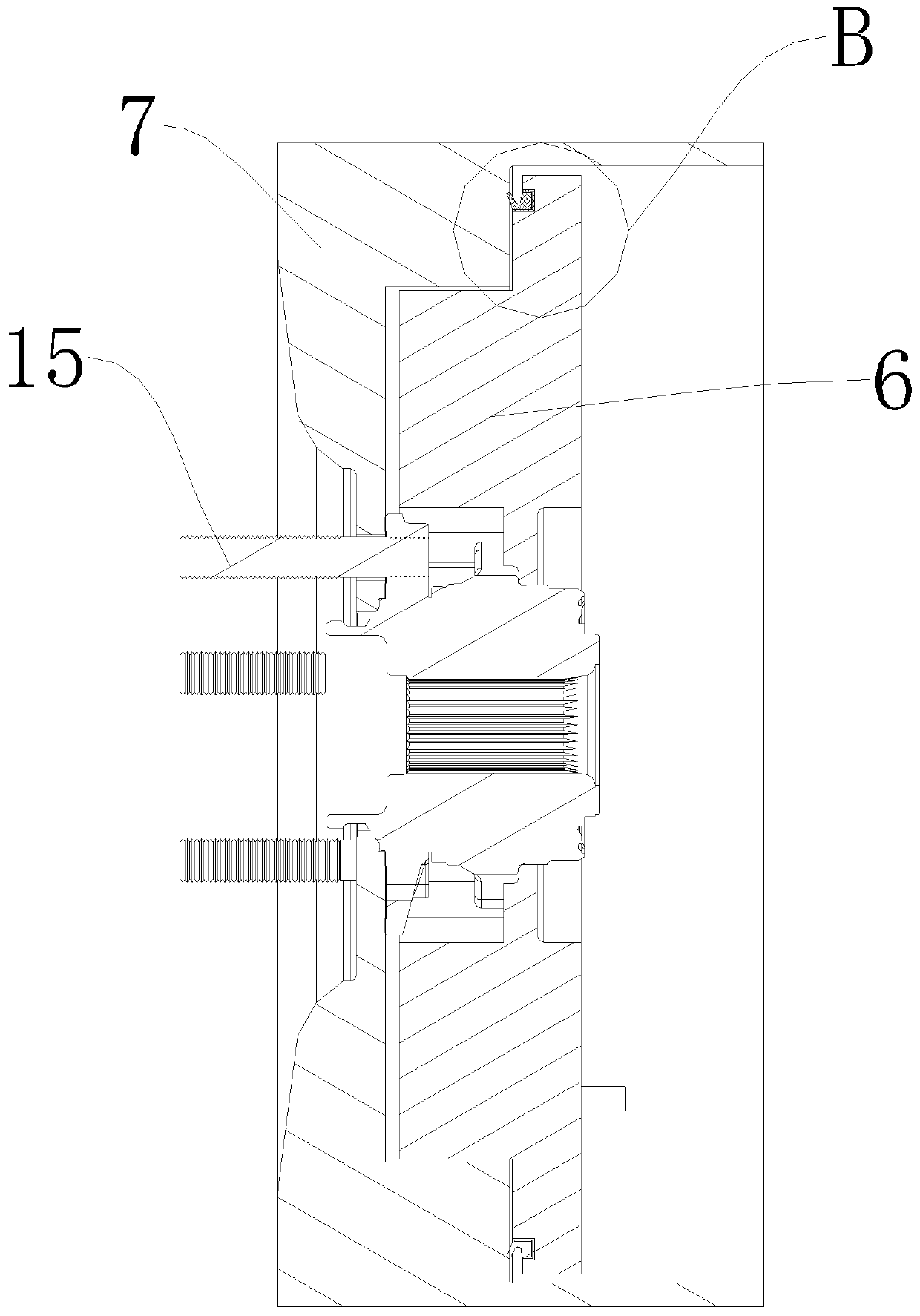 End face sealing structure for motor and stator of hub motor