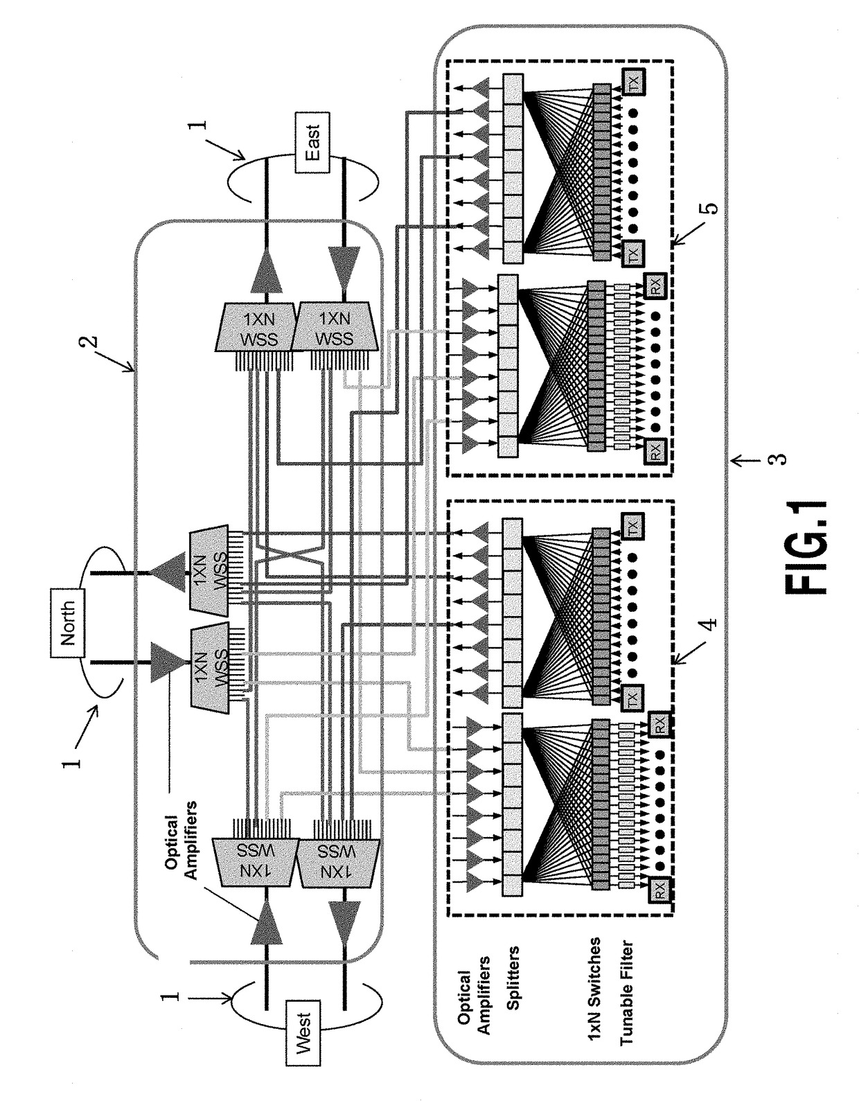 Light beam deflecting element, wavelength-selective cross-connect device using same, and optical cross-connect device