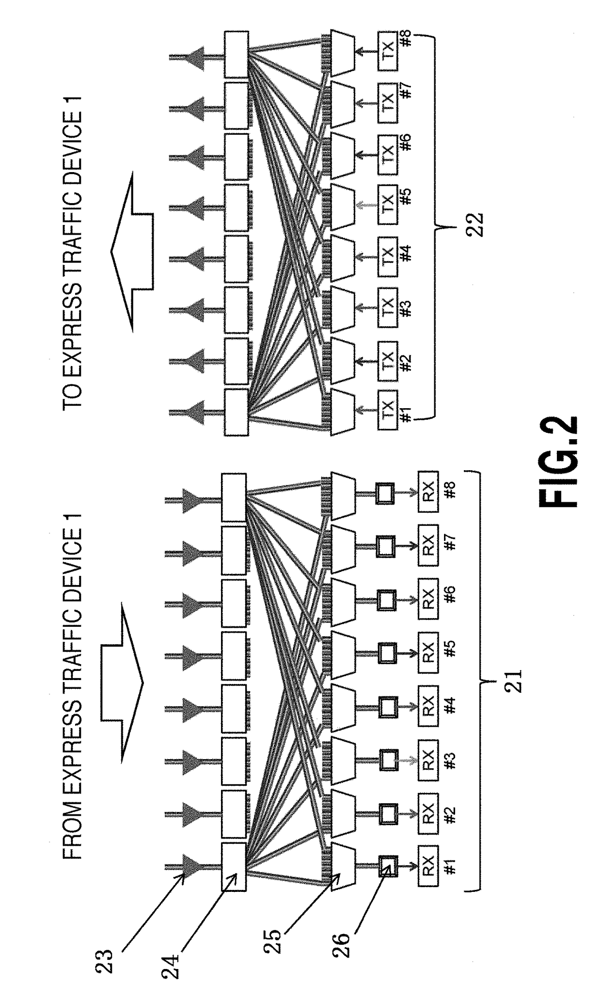 Light beam deflecting element, wavelength-selective cross-connect device using same, and optical cross-connect device