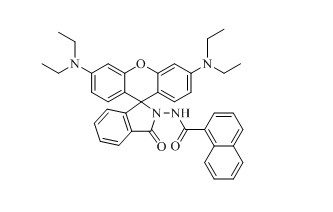 Preparation method and use of N-(1-naphthoyl)-N'-[rhodamine B-9-(2-benzoyl)]hydrazine