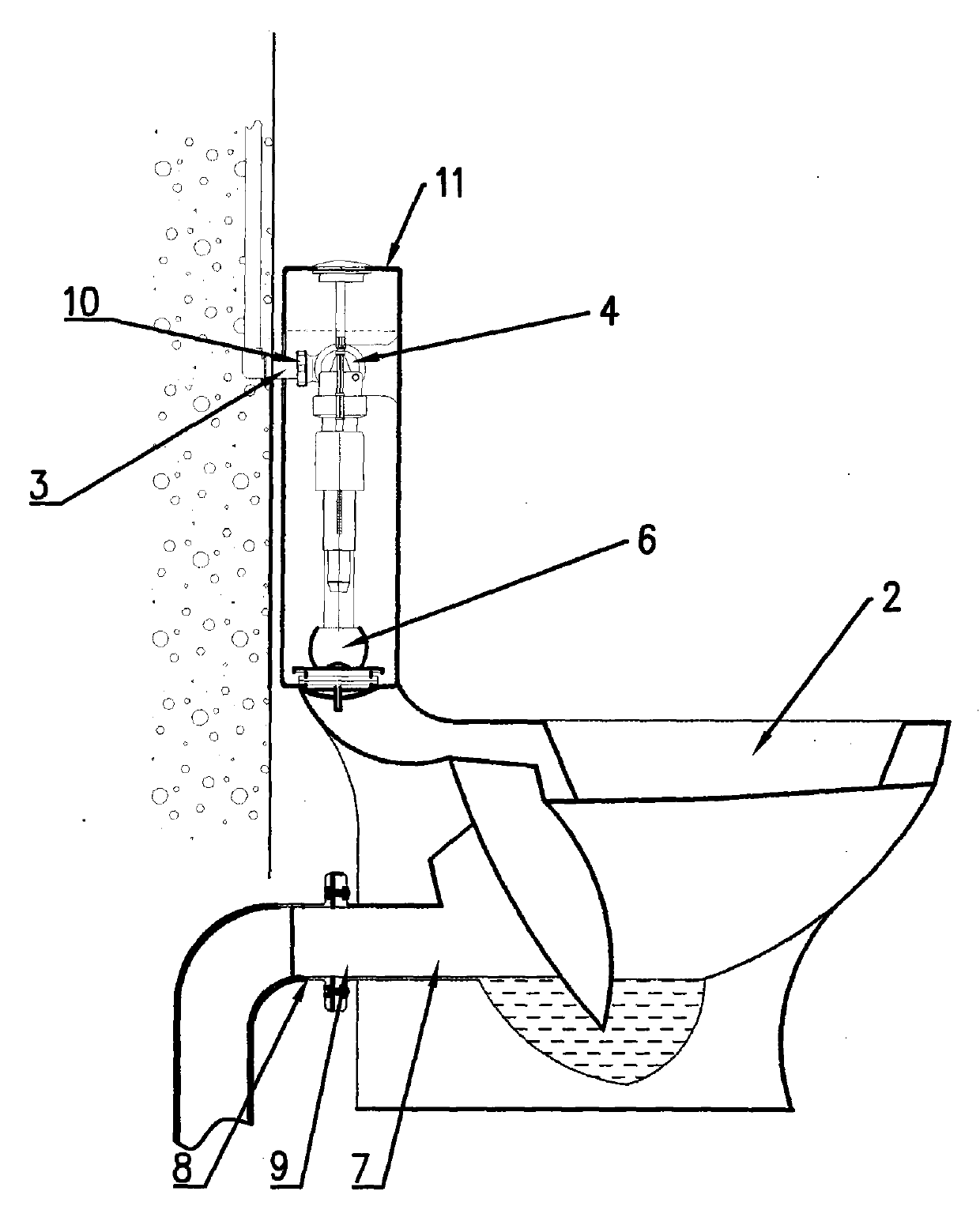 Toilet bowl rigid connection water supply and drainage system