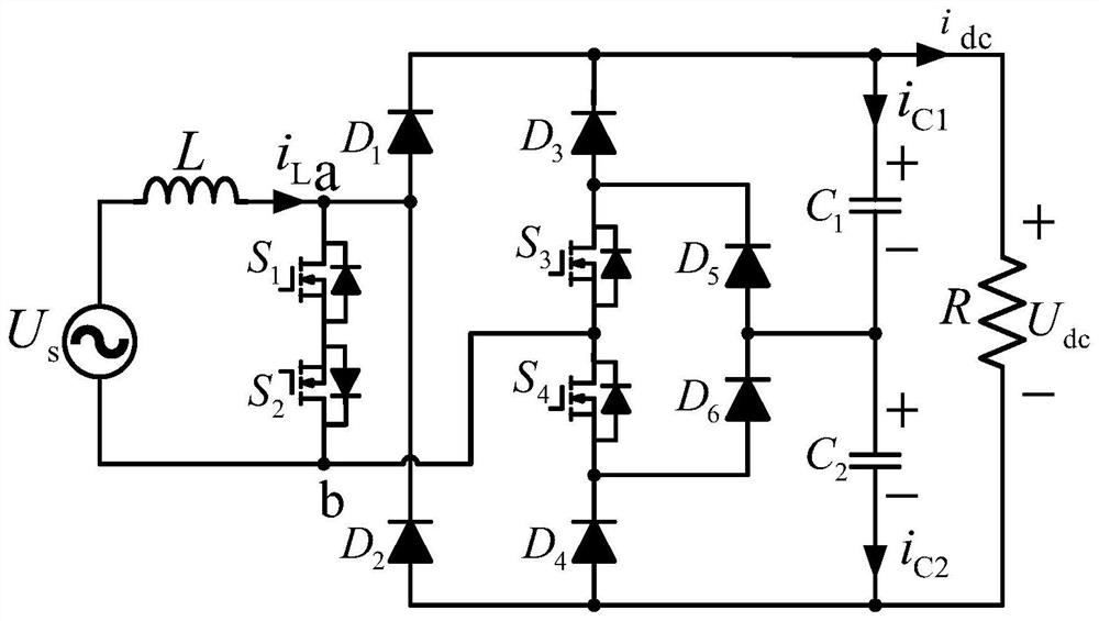 A diode-clamped back-to-back bridgeless three-level rectifier