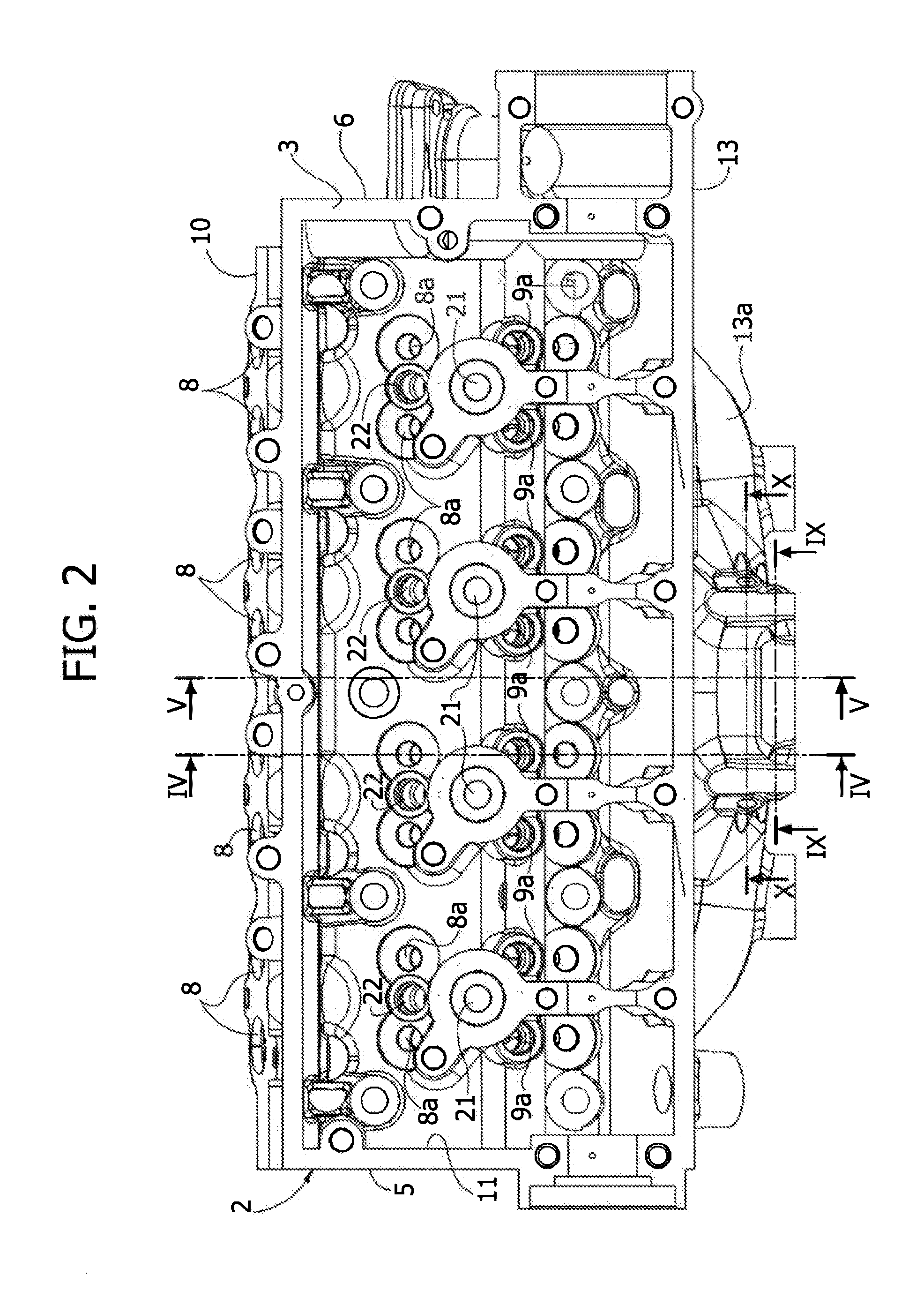 Cylinder Head for an Internal Combustion Engine, with Integrated Exhaust Manifold and Subgroups of Exhaust Conduits Merging into Manifold Portions which are Superimposed and Spaced Apart From Each Other