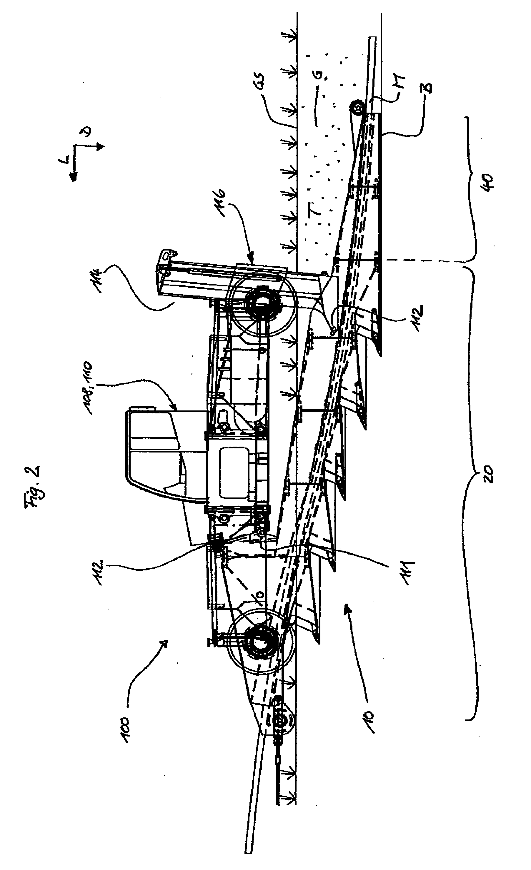 Strand-like material laying device for cutting the ground and inserting strand-like material into the ground