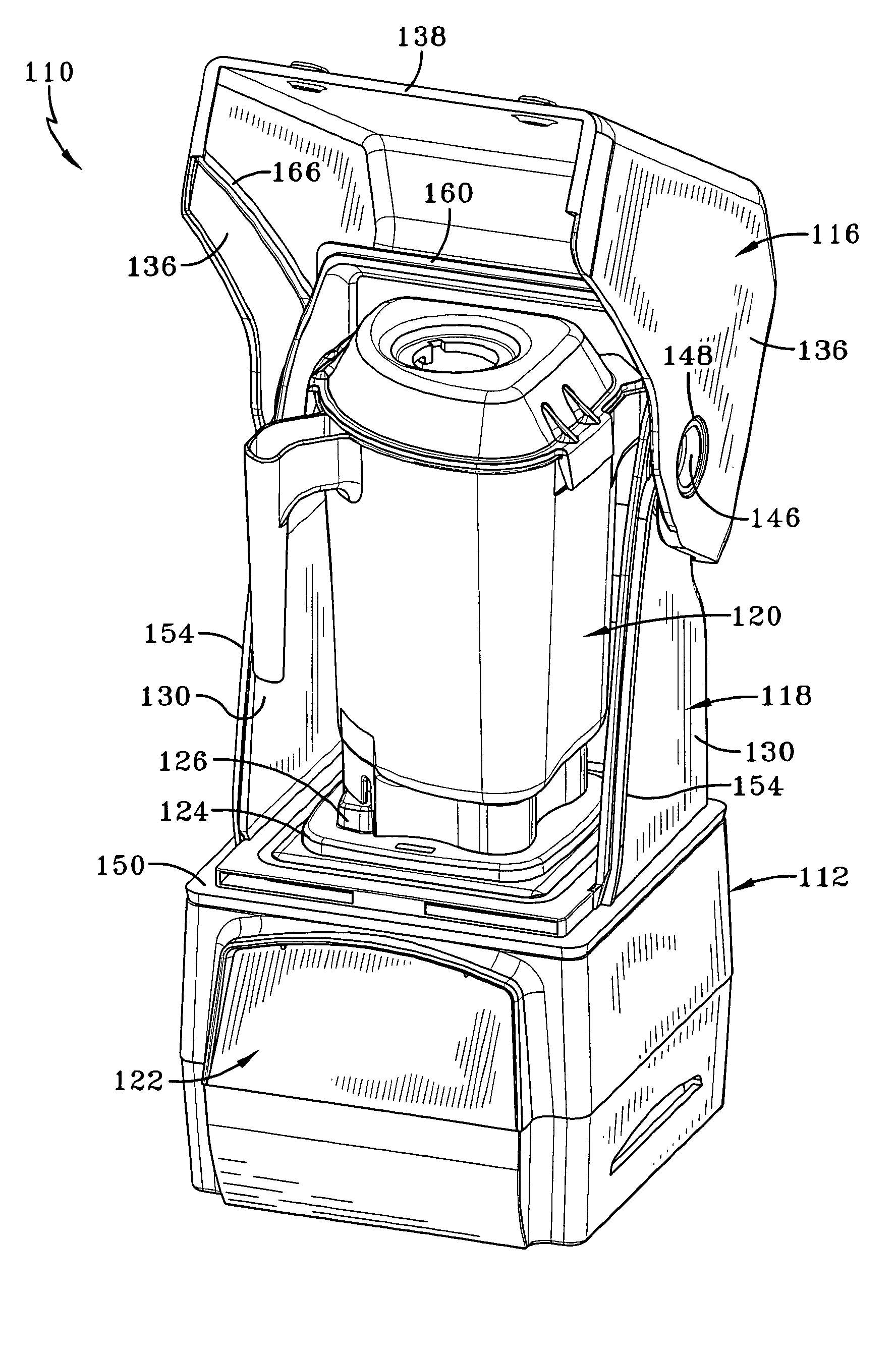 Sealing enclosure for a blender