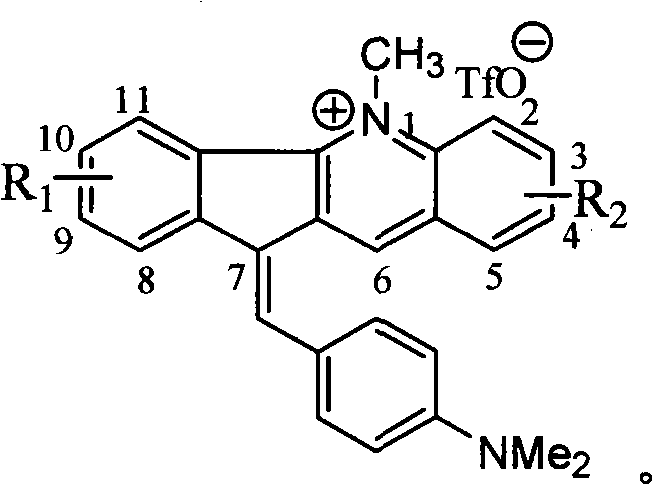 1-methyl-7H-indene[1, 2-b]quinolinetrifluoromesylate-7-(4-dimethylamino) benzyl alkene derivant and preparation thereof