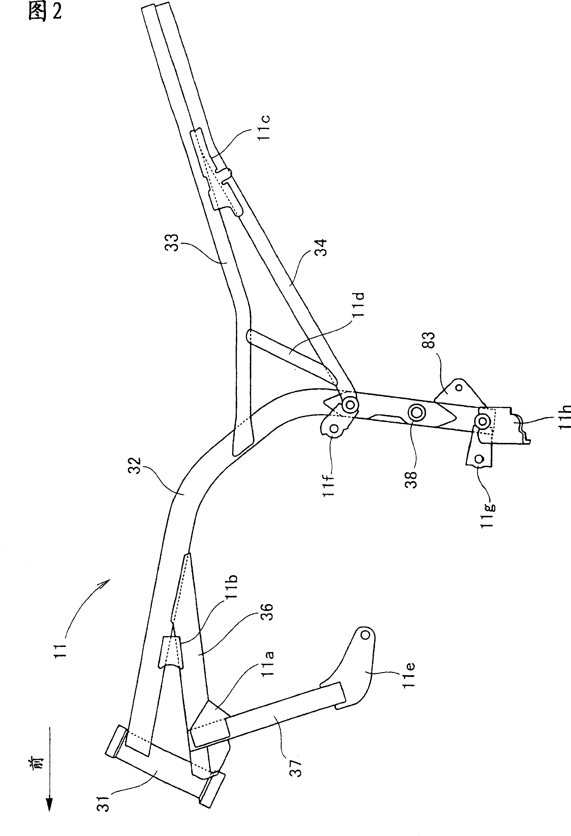 A rear wheel suspension device of motor two-wheel vehicles