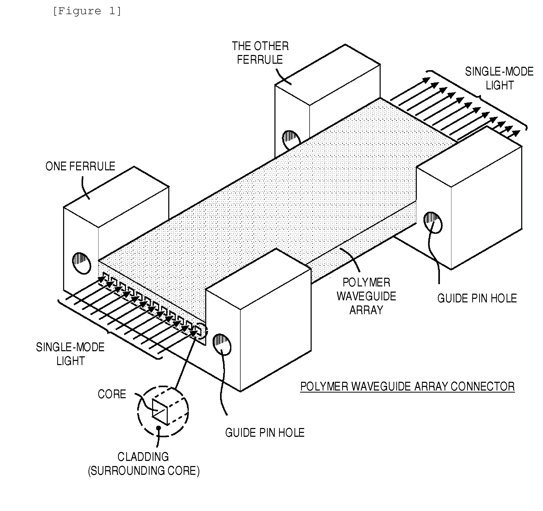 Method of forming single-mode polymer waveguide array connector