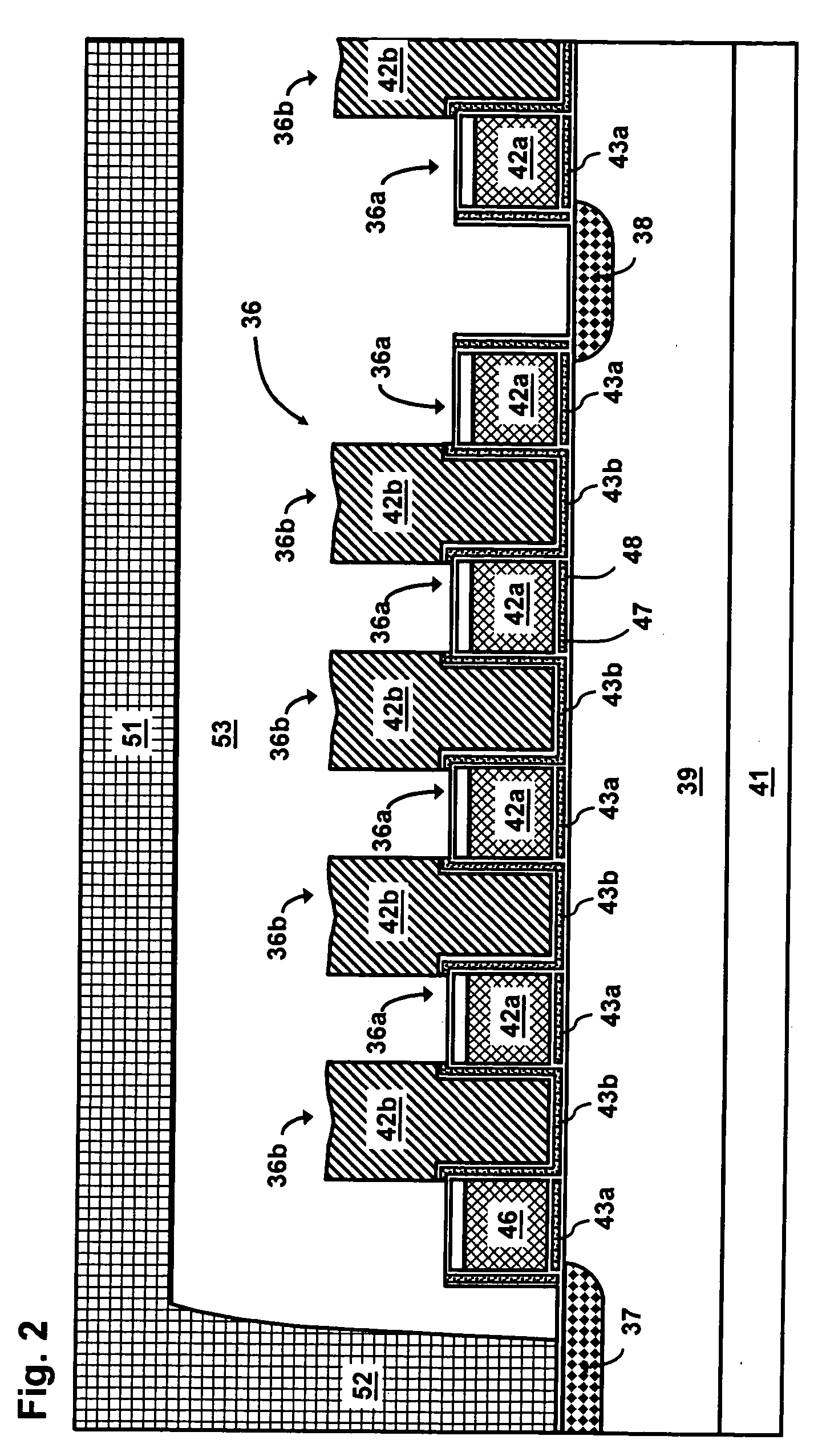 NAND flash memory with densely packed memory gates and fabrication process