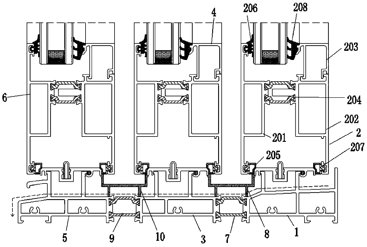 sliding-door-frame-with-step-hidden-drainage-structure-and-mounting