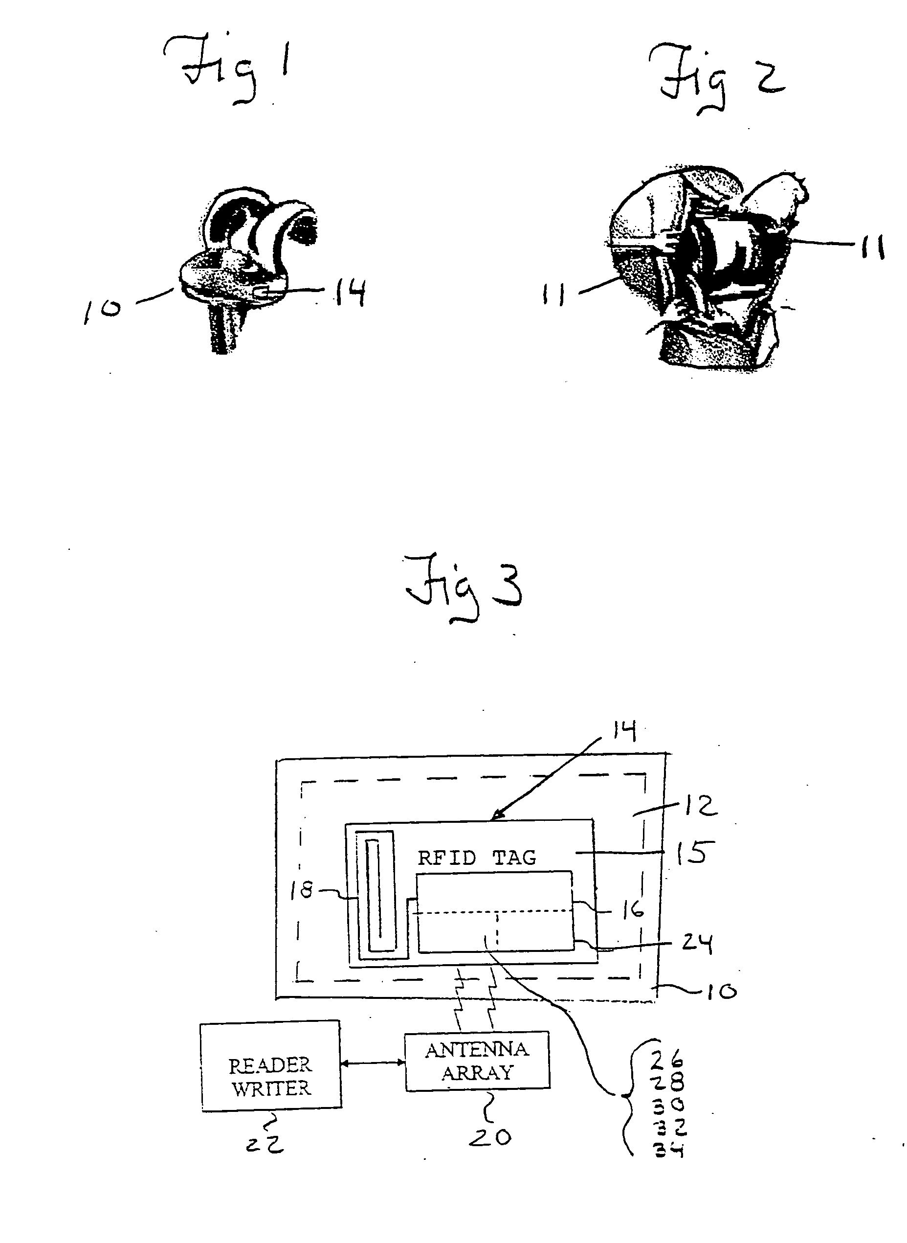 Medical implant device with RFID tag and method of identification of device