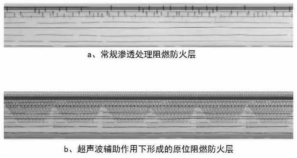 In-situ ultrasonic flame-retardant protection method for wood structure ancient building in northwest region