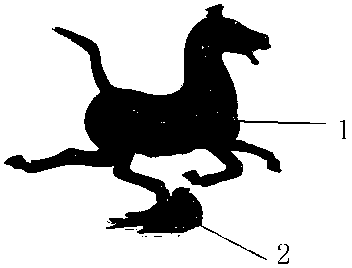 Manufacturing method of jun porcelain artware in shape like galloping horse treading on flying swallow