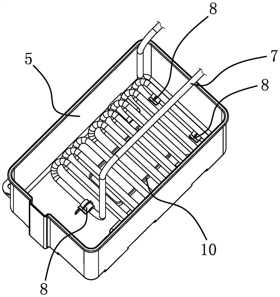 Defrosting water collecting and evaporating system for cabinet freezer