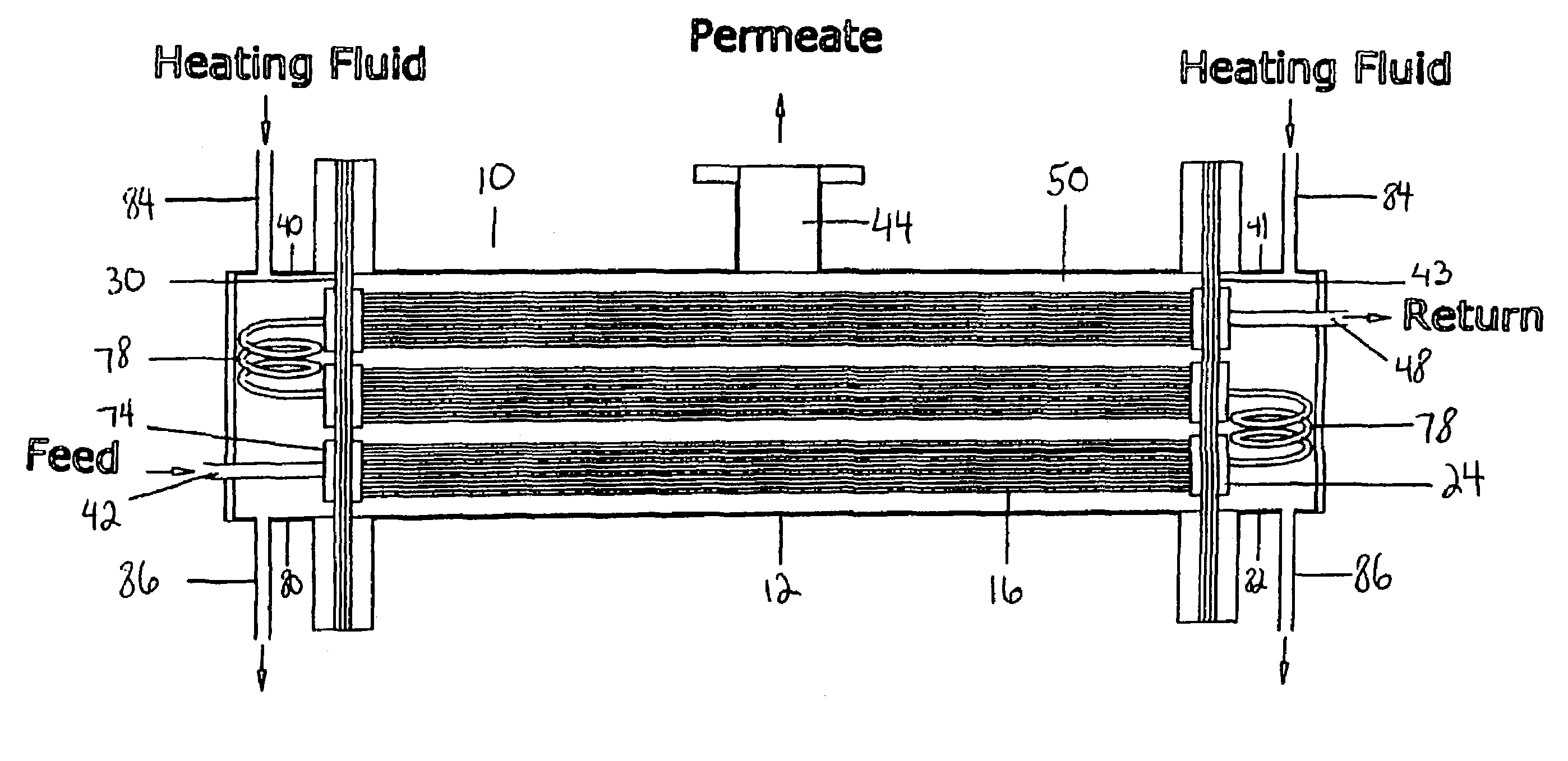 Membrane-assisted fluid separation apparatus and method