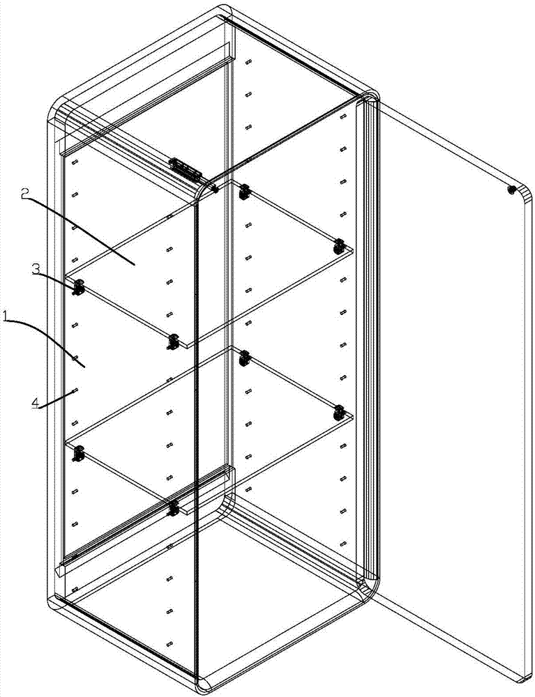 Novel storage cabinet with glass storage plates