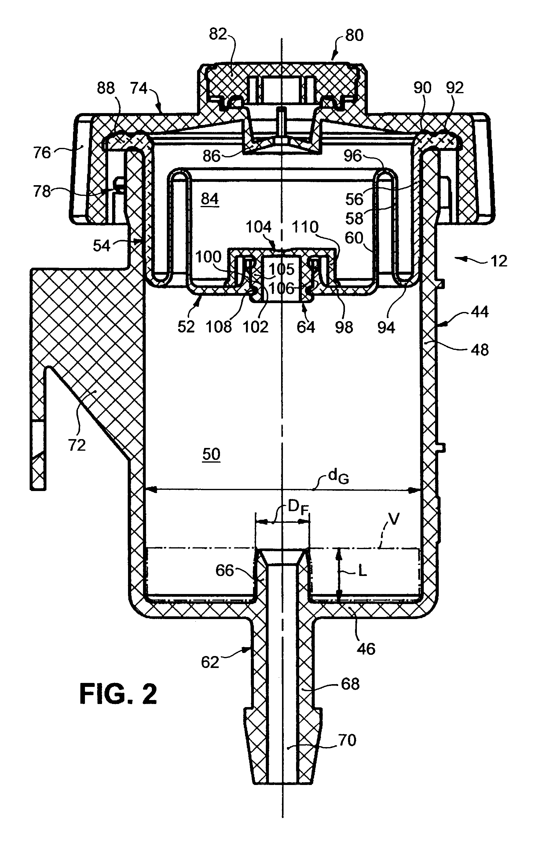 Expansion reservoir for a master cylinder of a hydraulic force transmission system