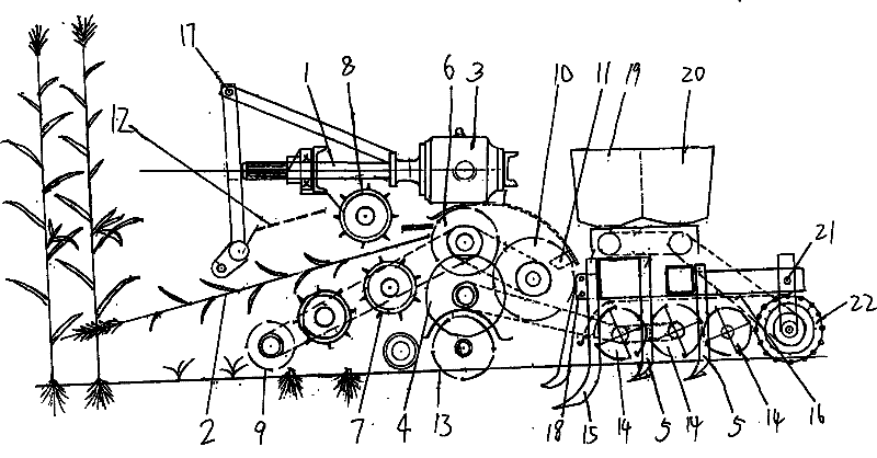 Combined stalk returning field no-tillage fertilizing and seeding machine