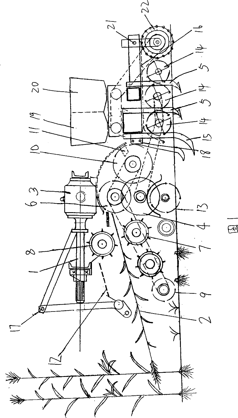 Combined stalk returning field no-tillage fertilizing and seeding machine