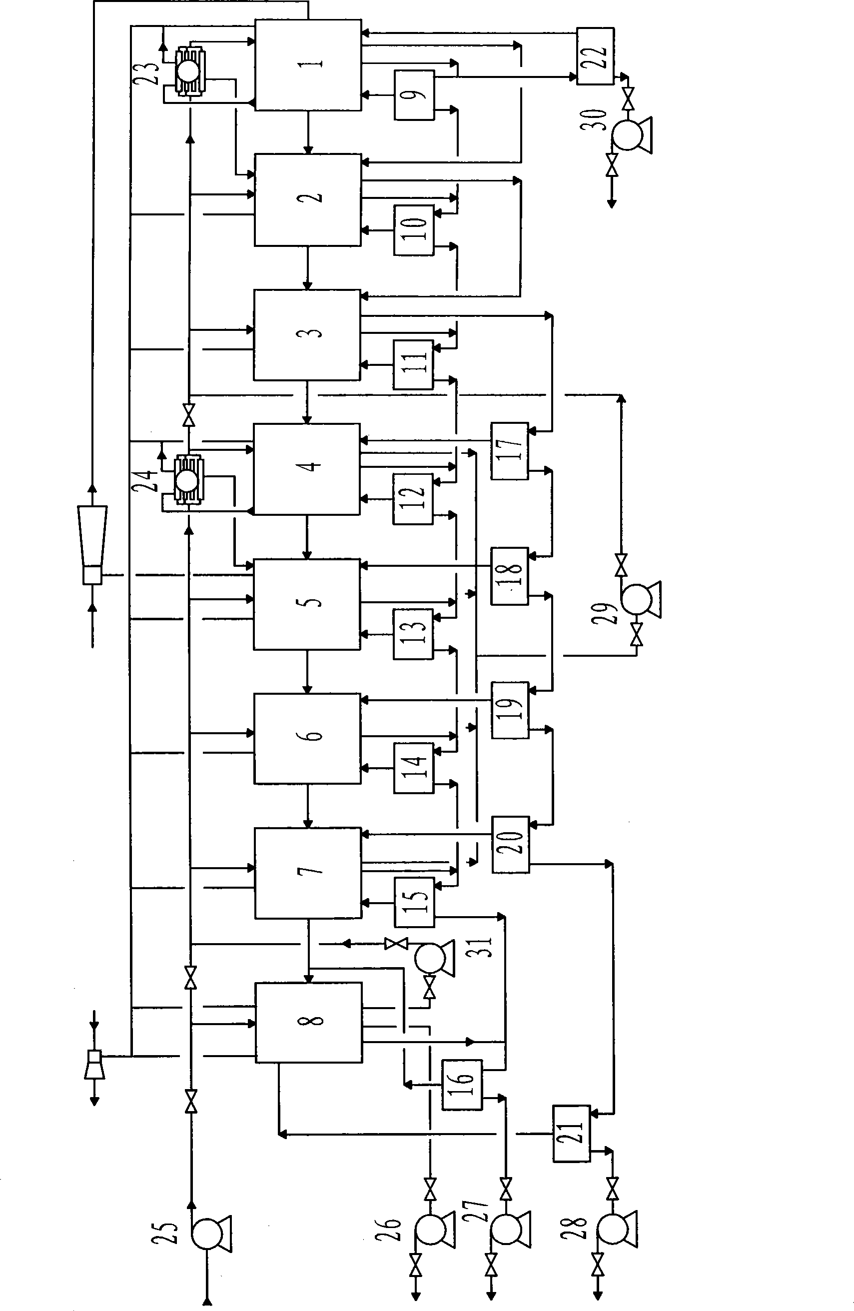 Low temperature multiple-effect distillation seawater desalination system and process flow thereof