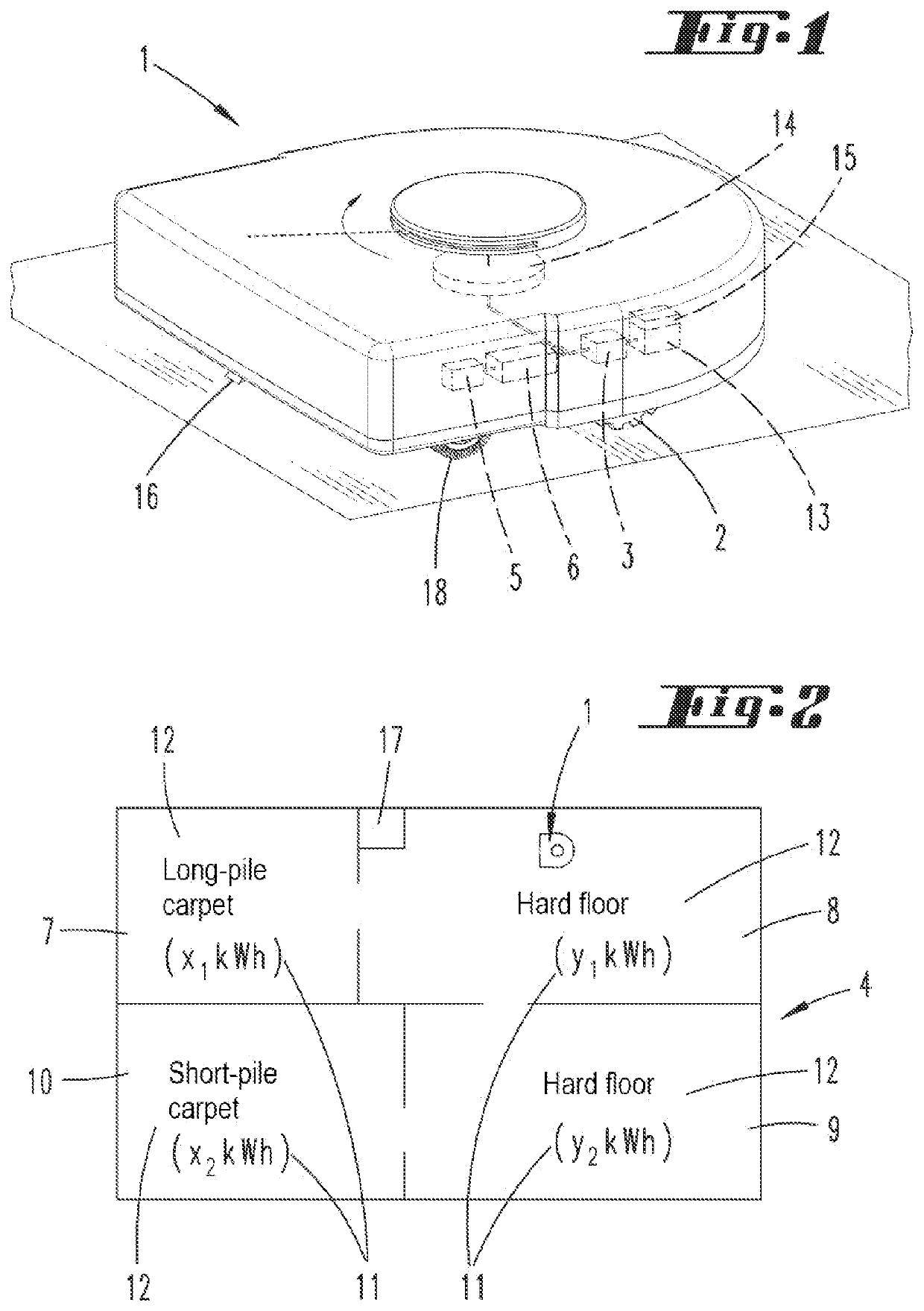 Self-propelled surface treatment unit with an environmental map