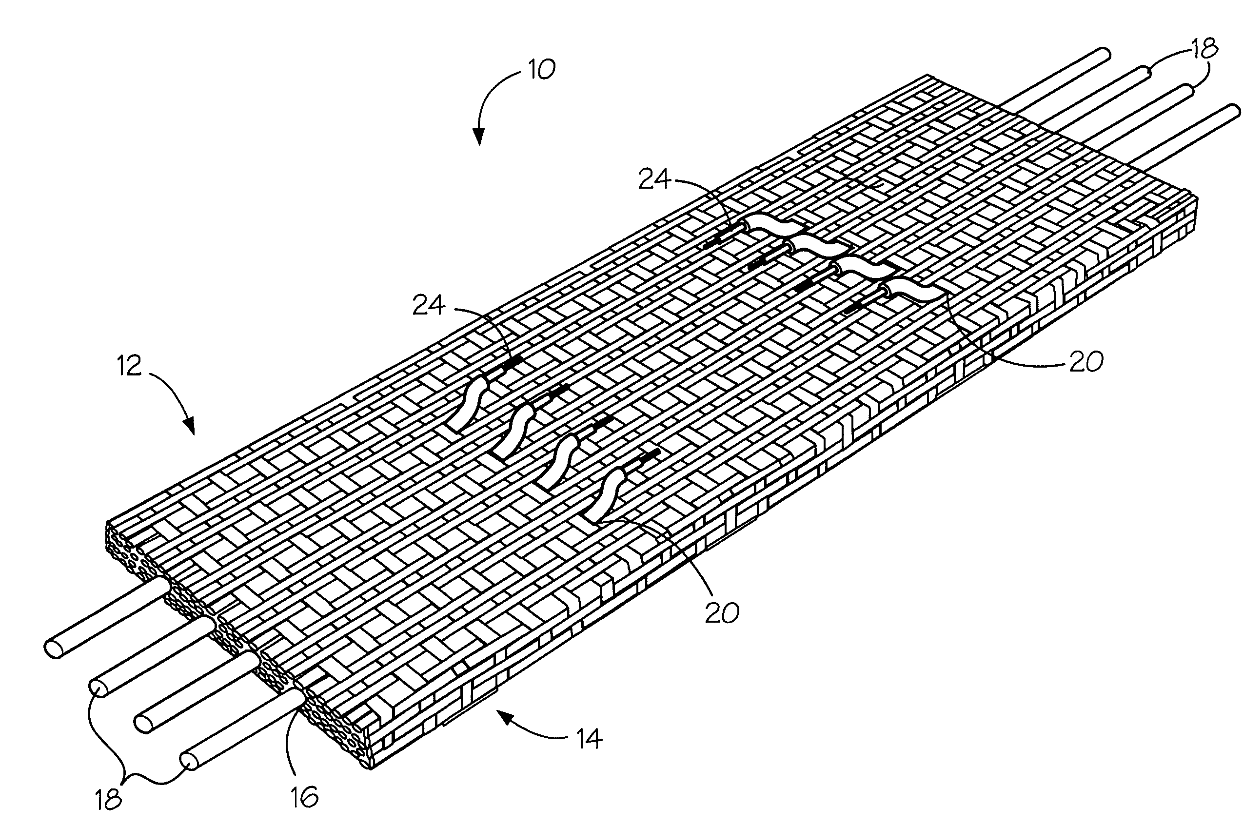 Elastic fabric with sinusoidally disposed wires