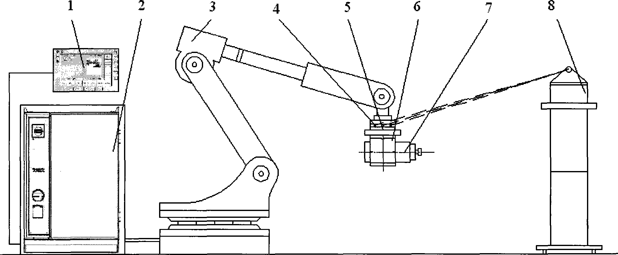 Industrial robot cutting and processing system applied to auxiliary assembly of airplane as well as method