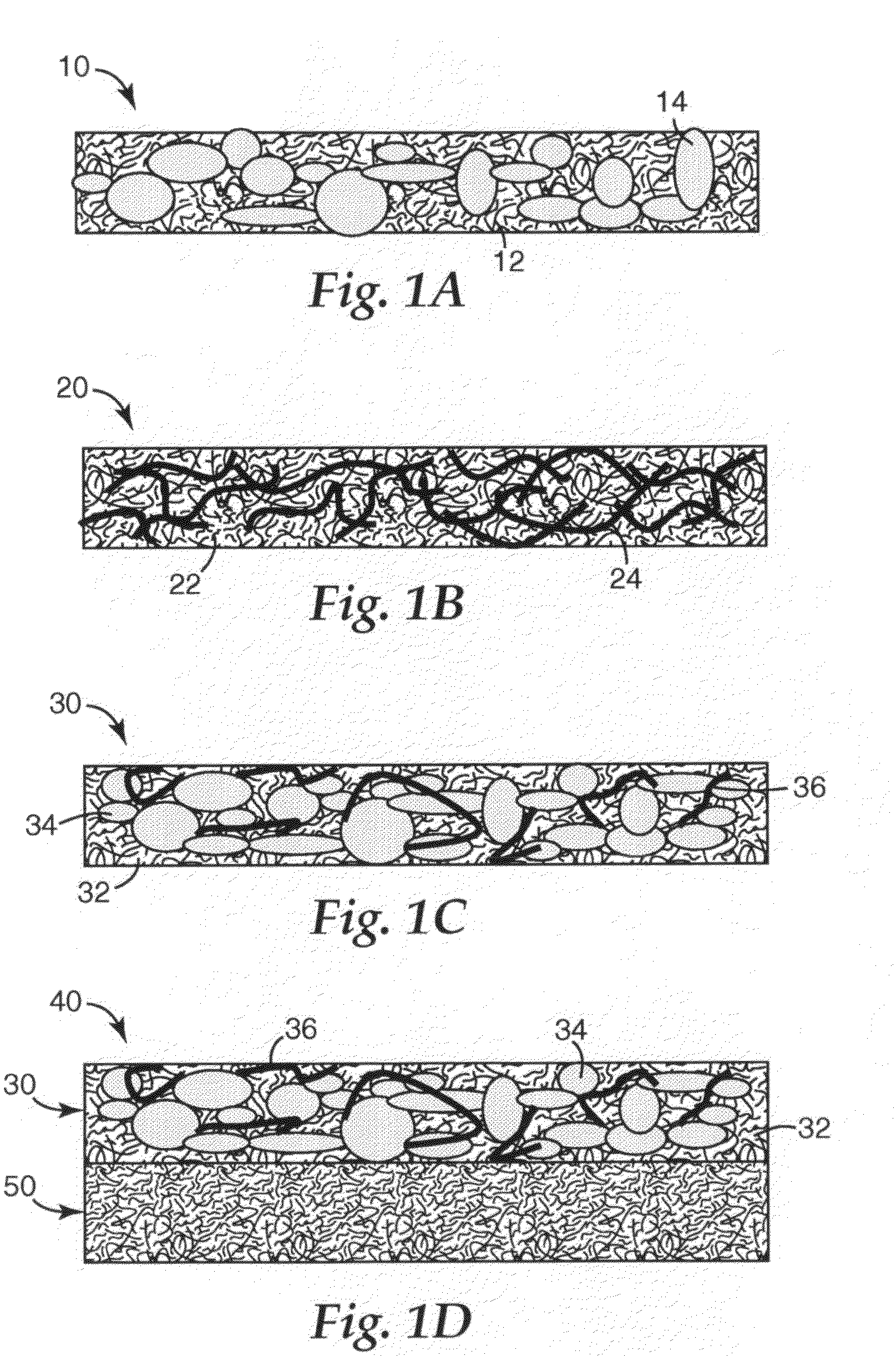 Composite non-woven fibrous webs having continuous particulate phase and methods of making and using the same